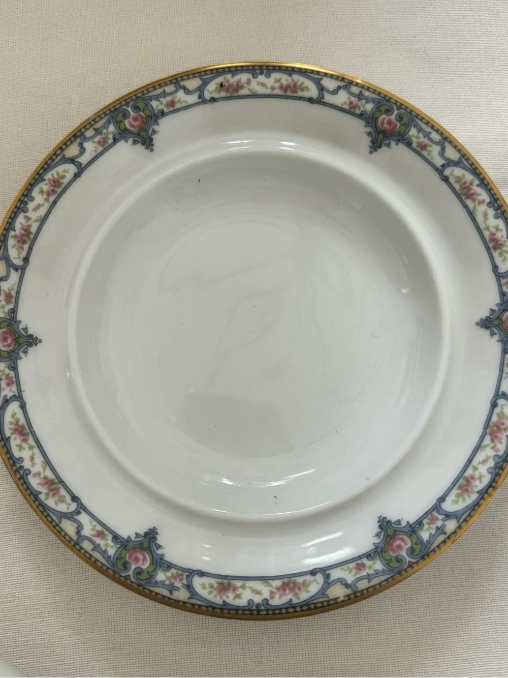 Haviland (Limoges) Troy, Pink Roses, Blue Scrolls:  set off 5 / hand  painted